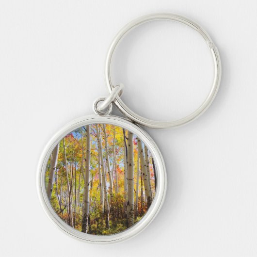 Herfstkleuren van Espenbomen 5 Sleutelhanger (Voorkant)