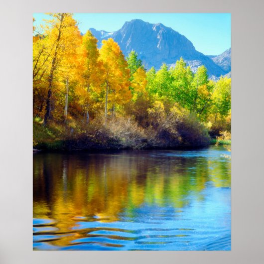 Herfstkleuren weerspiegeld in Rush Creek Poster (Voorkant)