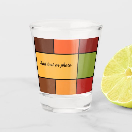 Herfstkleurenblokken Shot Glas (Voorkant)
