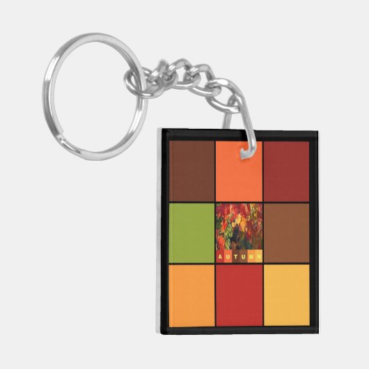 Herfstkleurenblokken Sleutelhanger (Voorkant Links)