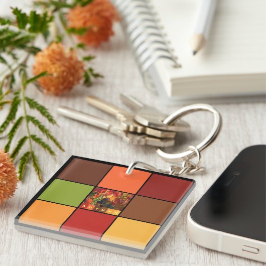 Herfstkleurenblokken Sleutelhanger (Voorkant Rechts)