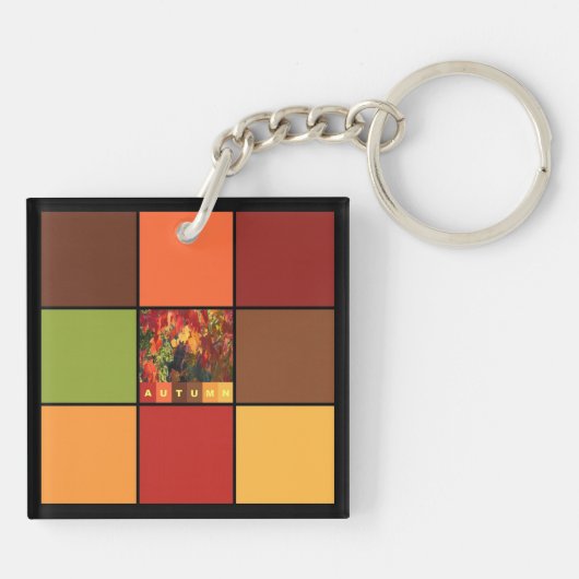 Herfstkleurenblokken Sleutelhanger (Achterkant)