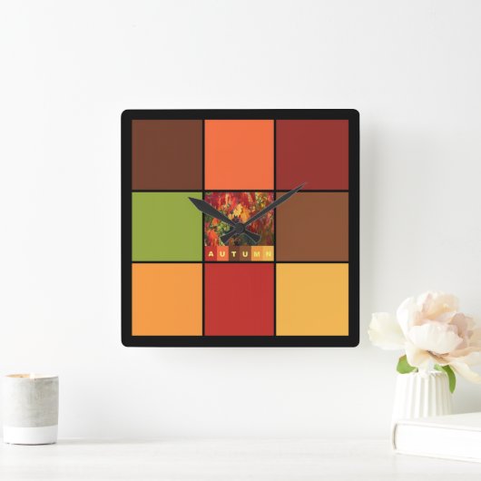 Herfstkleurenblokken Vierkante Klok (Huis)