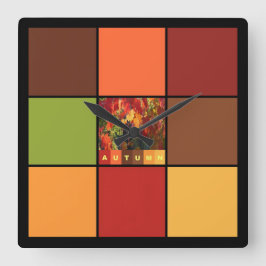 Herfstkleurenblokken Vierkante Klok