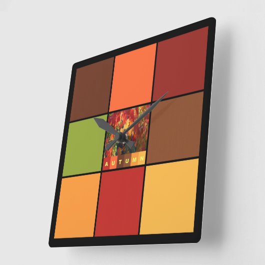 Herfstkleurenblokken Vierkante Klok (Hoek)