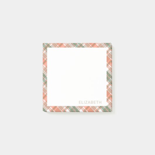 Herfstkleurig plaid post-it® notes (Voorkant)