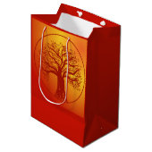 Herfstkleurige cadeautas met boomontwerp (Voorkant Gekanteld)