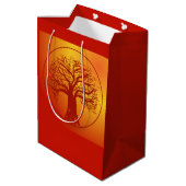 Herfstkleurige cadeautas met boomontwerp (Achterkant Gekanteld)