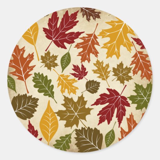 Herfstkleurrijke bladeren zegel sticker (Voorkant)