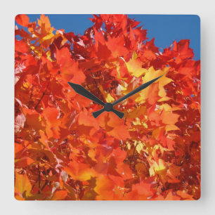 Herfstklokken Oranje Herfst Boombladeren op maat Vierkante Klok