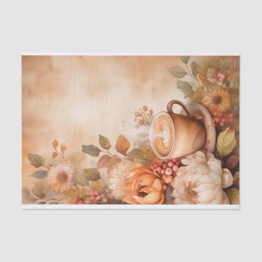  herfstkoffie decoupage print tissuepapier (Voorkant)