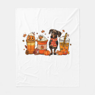 Herfstkoffie Mok met teckel Fleece Deken