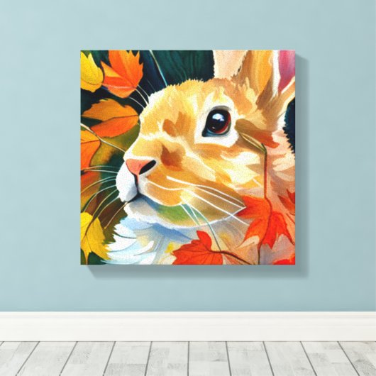 herfstkonijn canvas afdruk (Insitu (Houten vloer))