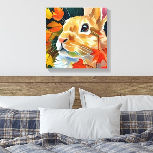 herfstkonijn canvas afdruk (Insitu (Slaapkamer))