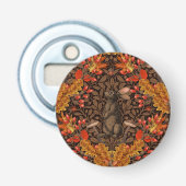 Herfstkonijn op bruin button flesopener (Voorkant)
