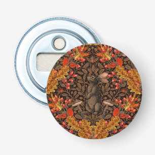 Herfstkonijn op bruin button flesopener