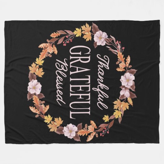 Herfstkrans dankbaar gezegend fleece deken (Voorkant (Horizontaal))