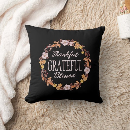 Herfstkrans dankbaar gezegend kussen (Deken)