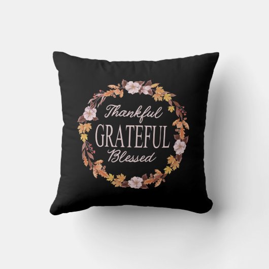 Herfstkrans dankbaar gezegend kussen (Achterkant)