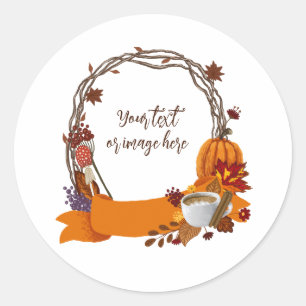 Herfstkrans Digitaal Schilderij Ronde Sticker