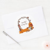 Herfstkrans Digitaal Schilderij Ronde Sticker (Envelop)