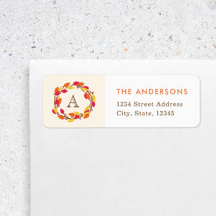 Herfstkrans Familienaam Monogram Retouradres Etiket