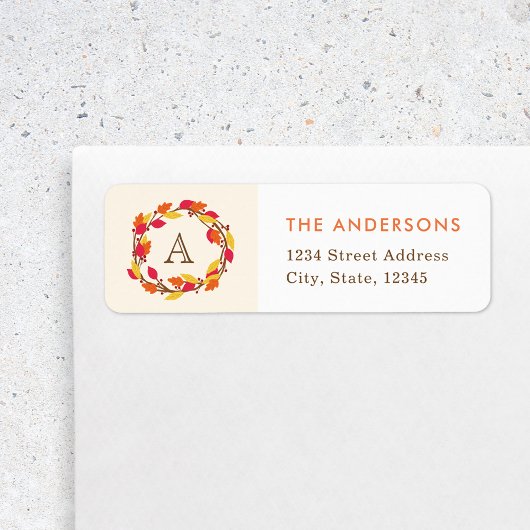 Herfstkrans Familienaam Monogram Retouradres Etiket