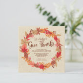 Herfstkrans Geef Bedankt Thanksgiving Diner Kaart (Staand voorkant)