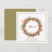 Herfstkrans gepersonaliseerd Thanksgiving Notitiekaartje (Voorkant / Achterkant)