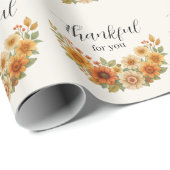 Herfstkrans – Herfst Bloemen Thanksgiving Cadeaupapier (Rol Hoek)