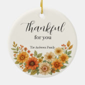 Herfstkrans – Herfst Bloemen Thanksgiving Keramisch Ornament (Achterkant)