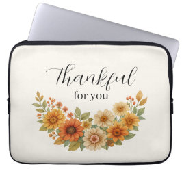 Herfstkrans – Herfst Bloemen Thanksgiving Laptop Sleeve