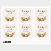 Herfstkrans – Herfst Bloemen Thanksgiving Vierkante Sticker (Vel)