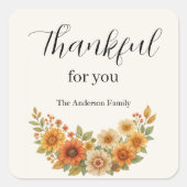 Herfstkrans – Herfst Bloemen Thanksgiving Vierkante Sticker (Voorkant)