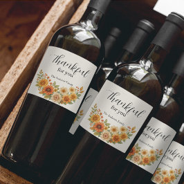 Herfstkrans – Herfst Bloemen Thanksgiving Wijn Etiket