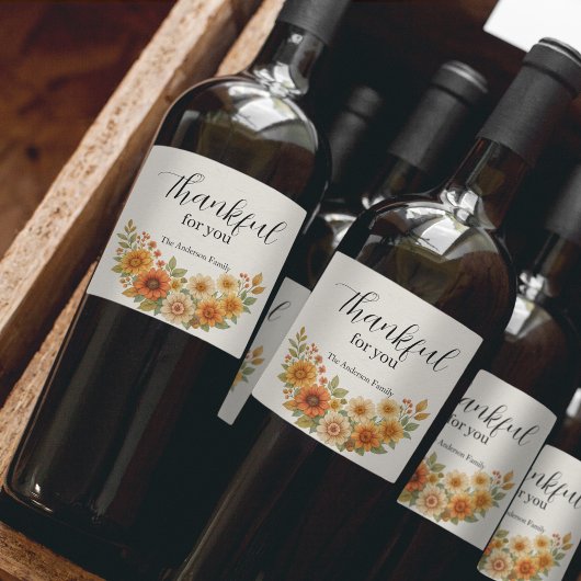 Herfstkrans – Herfst Bloemen Thanksgiving Wijn Etiket