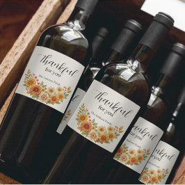 Herfstkrans – Herfst Bloemen Thanksgiving Wijn Etiket