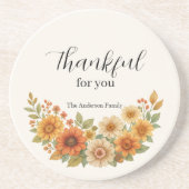 Herfstkrans – Herfst Bloemen Thanksgiving Zandsteen Onderzetter (Voorkant)