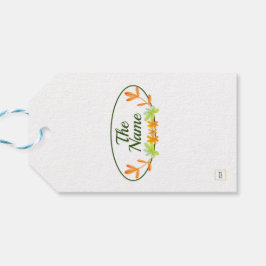 Herfstkrans in groene oranje cadeau favorietlabels cadeaulabel