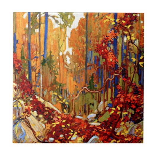 Herfstkrans, Kleurrijk Schilderij, Tegeltje (Voorkant)