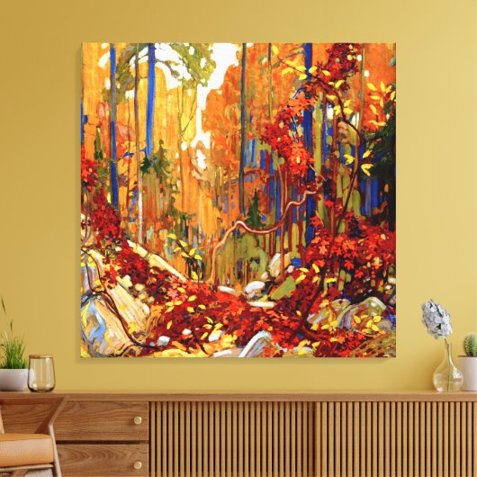 Herfstkrans, kunst door Tom Thomson, Canvas Afdruk (Insitu (Woonkamer))
