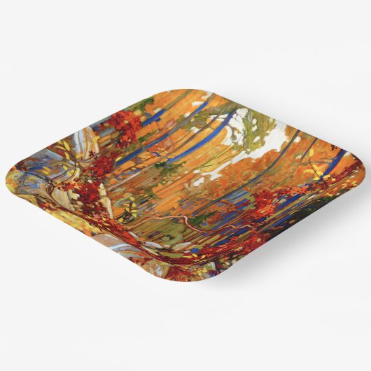 Herfstkrans, kunst door Tom Thomson,  Papieren Bordje (Gebogen)