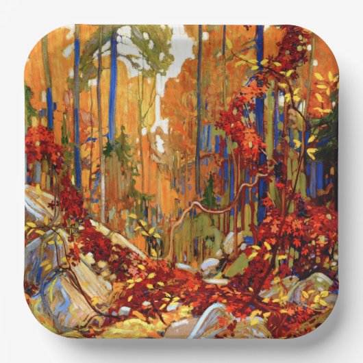 Herfstkrans, kunst door Tom Thomson,  Papieren Bordje (Voorkant)