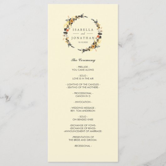 herfstkrans | Modern trouwprogramma Programmakaart (Voorkant)