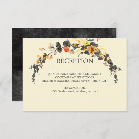 herfstkrans | Moderne bruiloft RECEPTIE Kaart (Voorkant / Achterkant)