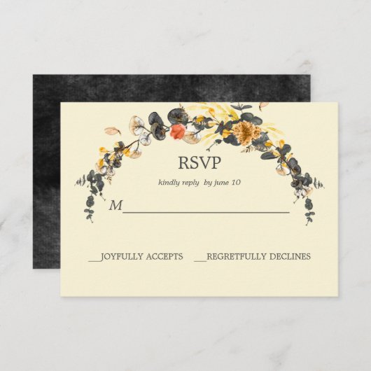 herfstkrans | Moderne bruiloft RSVP (Voorkant / Achterkant)