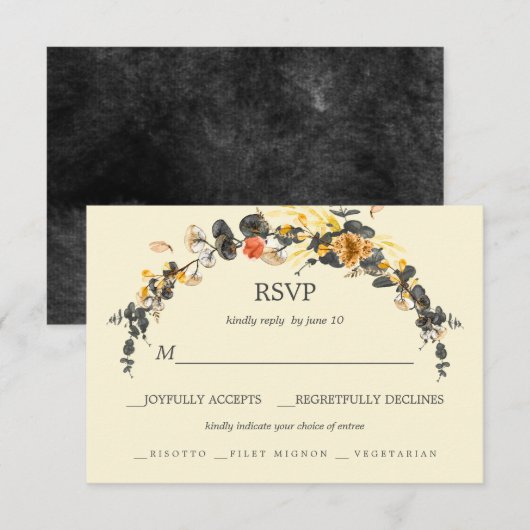 herfstkrans | Moderne bruiloft RSVP maaltijd keuze (Voorkant / Achterkant)
