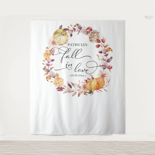 Herfstkrans Pompoen Bruiloft Backdrop Wandkleed (Voorkant)