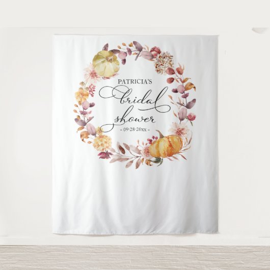 Herfstkrans Pompoen Herfst Bruiloft Backdrop Wandkleed (Voorkant)