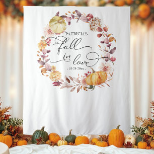 Herfstkrans Pompoen Herfst Bruiloft Feest Achtergr Wandkleed